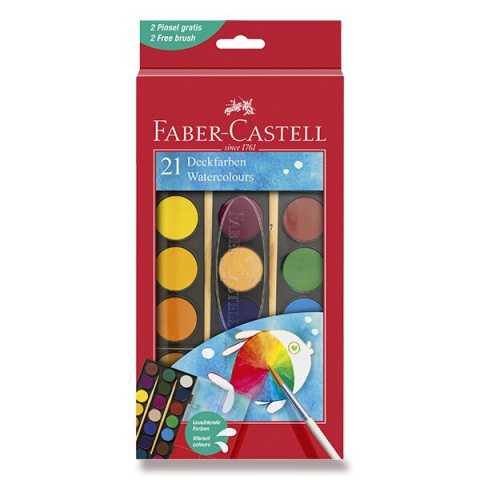 Vodové barvy Faber Castell 21 barev, průměr 30mm